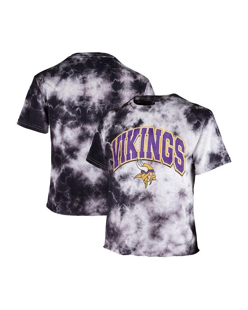 Women's Black Minnesota Vikings Cambridge Vintage-Inspired Tubular Tie-Dye Crop Top Black $27.99 Tops