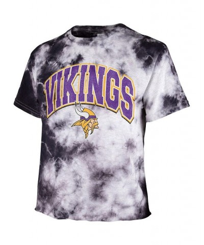 Women's Black Minnesota Vikings Cambridge Vintage-Inspired Tubular Tie-Dye Crop Top Black $27.99 Tops