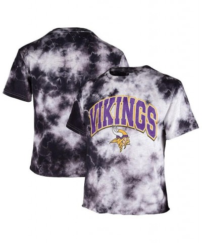 Women's Black Minnesota Vikings Cambridge Vintage-Inspired Tubular Tie-Dye Crop Top Black $27.99 Tops