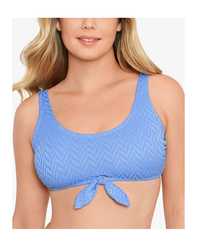 Juniors' Tie-Front Bralette Bikini Top & Bottoms Blue $17.15 Swimsuits