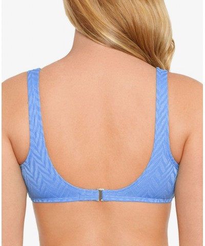 Juniors' Tie-Front Bralette Bikini Top & Bottoms Blue $17.15 Swimsuits