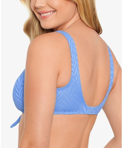 Juniors' Tie-Front Bralette Bikini Top & Bottoms Blue $17.15 Swimsuits