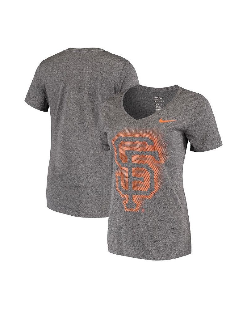 Women's Charcoal San Francisco Giants Fade Legend Performance V-Neck T-shirt Charcoal $23.39 Tops