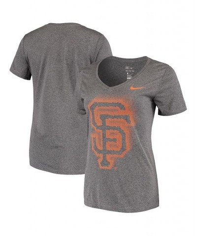 Women's Charcoal San Francisco Giants Fade Legend Performance V-Neck T-shirt Charcoal $23.39 Tops