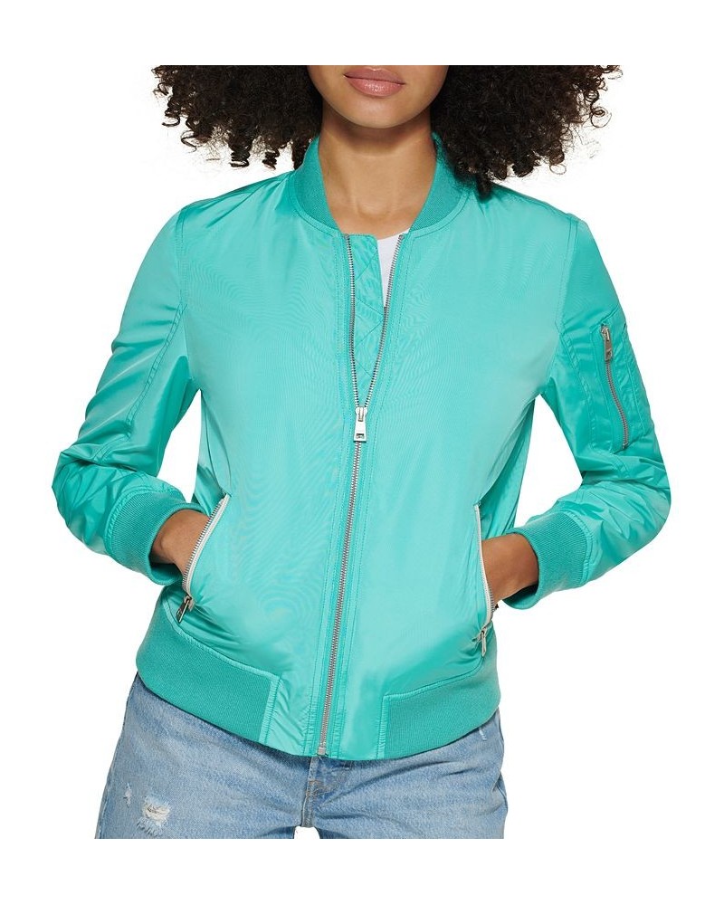 Women's Zip-Detail Bomber Jacket Purple $33.60 Jackets