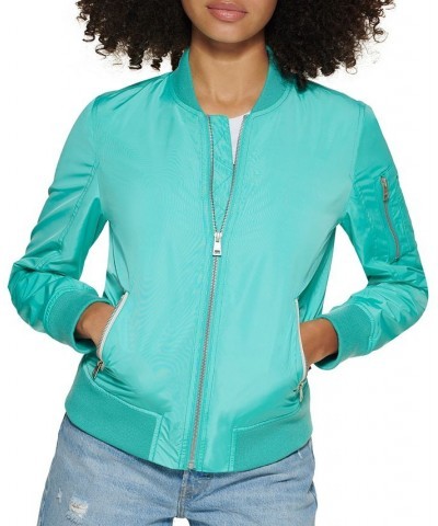 Women's Zip-Detail Bomber Jacket Purple $33.60 Jackets