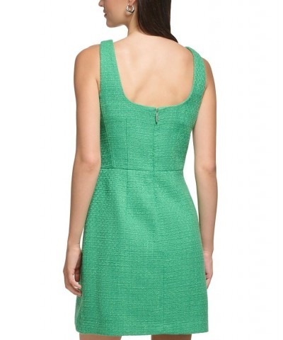 Women's Tweed Square-Neck Sheath Dress Green $83.66 Dresses