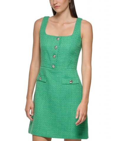 Women's Tweed Square-Neck Sheath Dress Green $83.66 Dresses