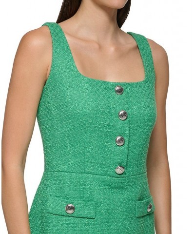 Women's Tweed Square-Neck Sheath Dress Green $83.66 Dresses