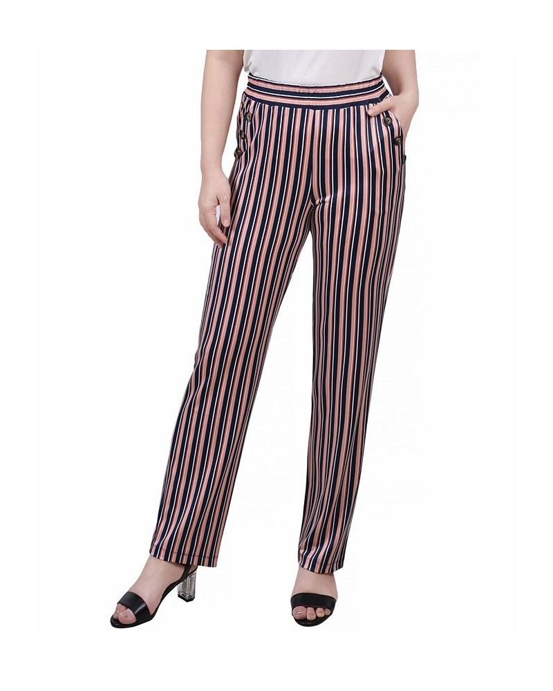 Petite Wide Waist Pull On Pants Black Coral Stripe $15.04 Pants