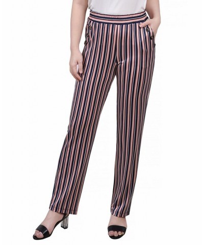 Petite Wide Waist Pull On Pants Black Coral Stripe $15.04 Pants