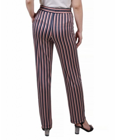 Petite Wide Waist Pull On Pants Black Coral Stripe $15.04 Pants