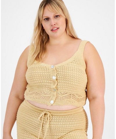 Trendy Plus Size Crochet Tank Top & Shorts Set Beige $11.21 Outfits