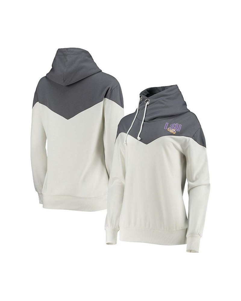 Women's White Gray LSU Tigers Old School Arrow Blocked Cowl Neck Tri-Blend Pullover Hoodie White, Gray $30.55 Sweatshirts