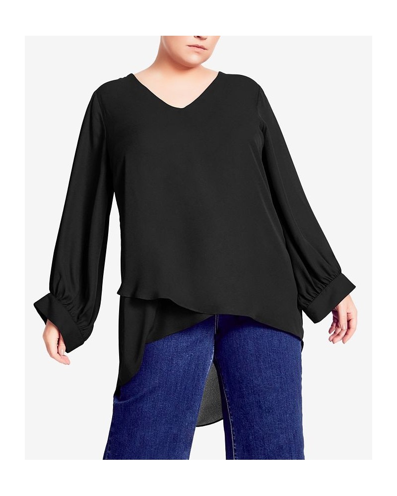 Trendy Plus Size Overlay Top Black $30.96 Tops