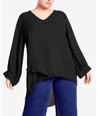 Trendy Plus Size Overlay Top Black $30.96 Tops