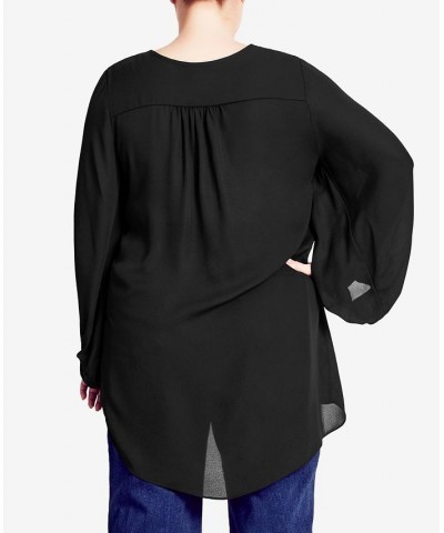 Trendy Plus Size Overlay Top Black $30.96 Tops