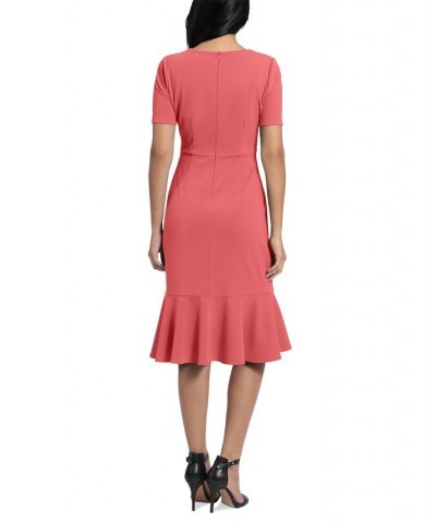 Women's Twisted Flounce-Hem Midi Dress Orange $47.96 Dresses