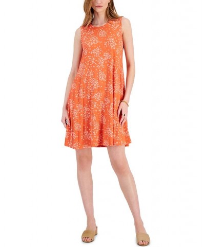 Women's Printed Sleeveless Flip-Flop Dress Orange $17.72 Dresses