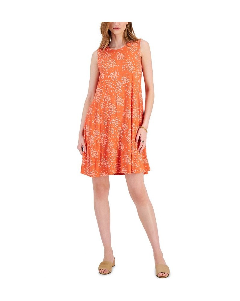 Women's Printed Sleeveless Flip-Flop Dress Orange $17.72 Dresses