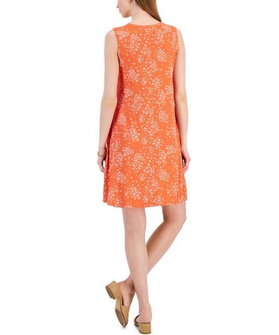 Women's Printed Sleeveless Flip-Flop Dress Orange $17.72 Dresses