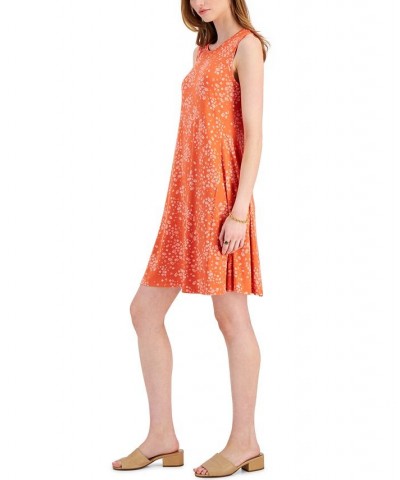 Women's Printed Sleeveless Flip-Flop Dress Orange $17.72 Dresses