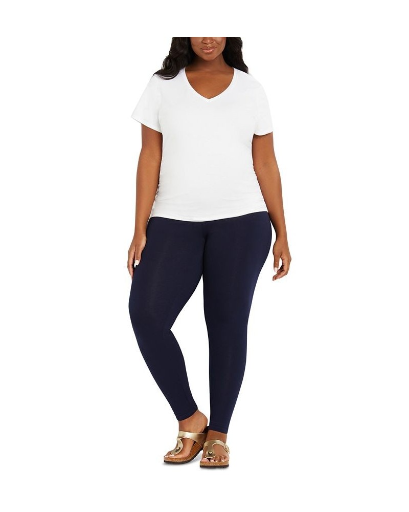 Plus Size Essential Stretch Maternity Leggings Blue $22.80 Pants