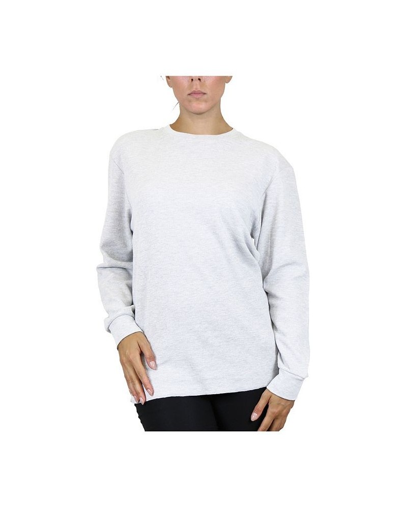 Women's Loose Fit Waffle Knit Thermal Shirt White $19.60 Tops