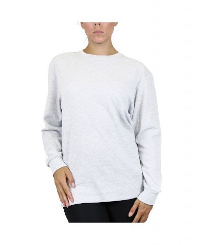 Women's Loose Fit Waffle Knit Thermal Shirt White $19.60 Tops