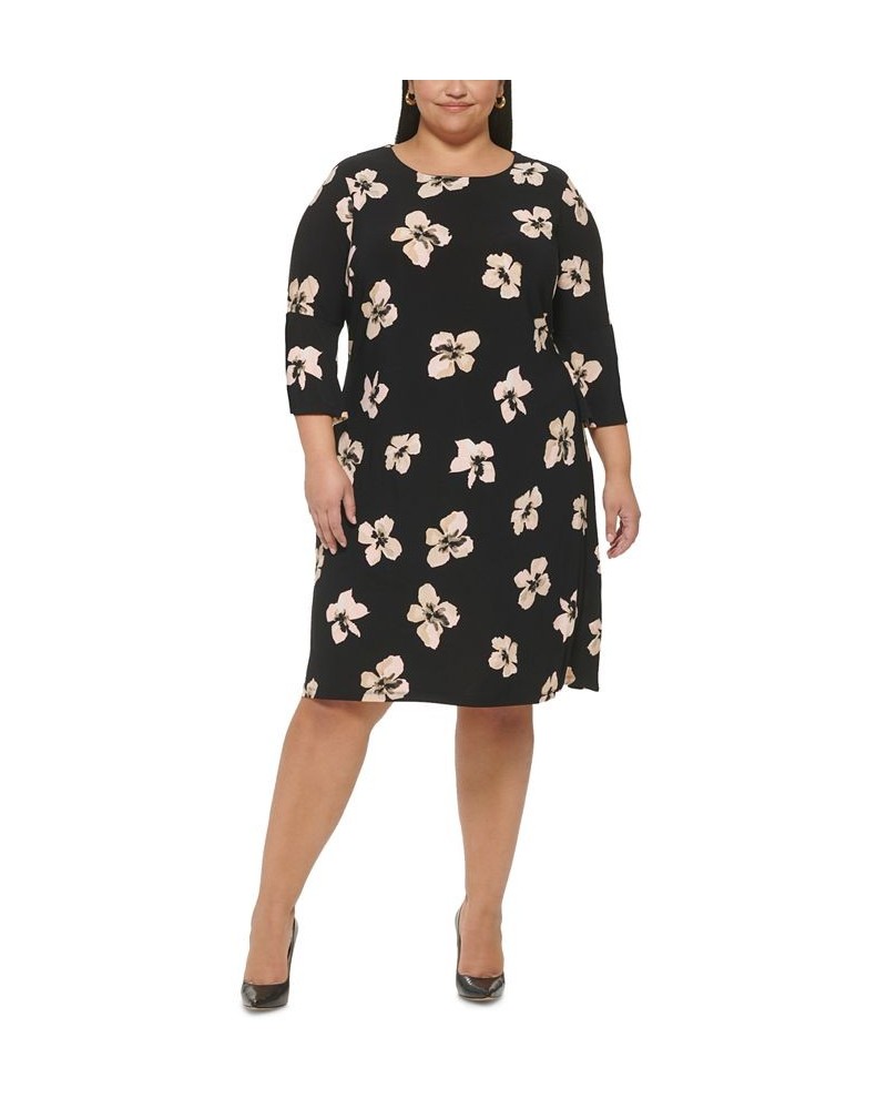 Plus Size Printed 3/4-Sleeve Jersey Shift Dress Bal Pnk Multi $57.12 Dresses