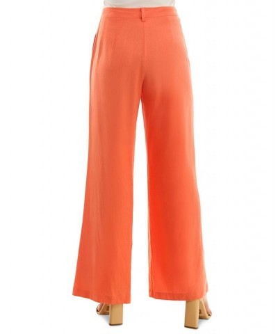 Juniors' High-Rise Pleat-Front Wide-Leg Pants Coral $20.09 Pants