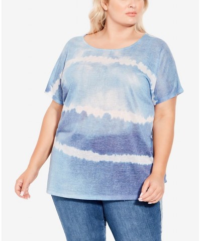 Plus Size Braylee Tie Dye Top Blue $28.32 Tops