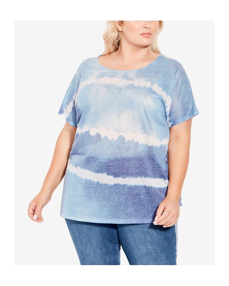 Plus Size Braylee Tie Dye Top Blue $28.32 Tops