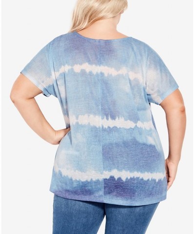 Plus Size Braylee Tie Dye Top Blue $28.32 Tops