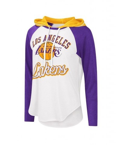 Women's White Los Angeles Lakers MVP Raglan Hoodie Long Sleeve T-shirt White $29.49 Tops