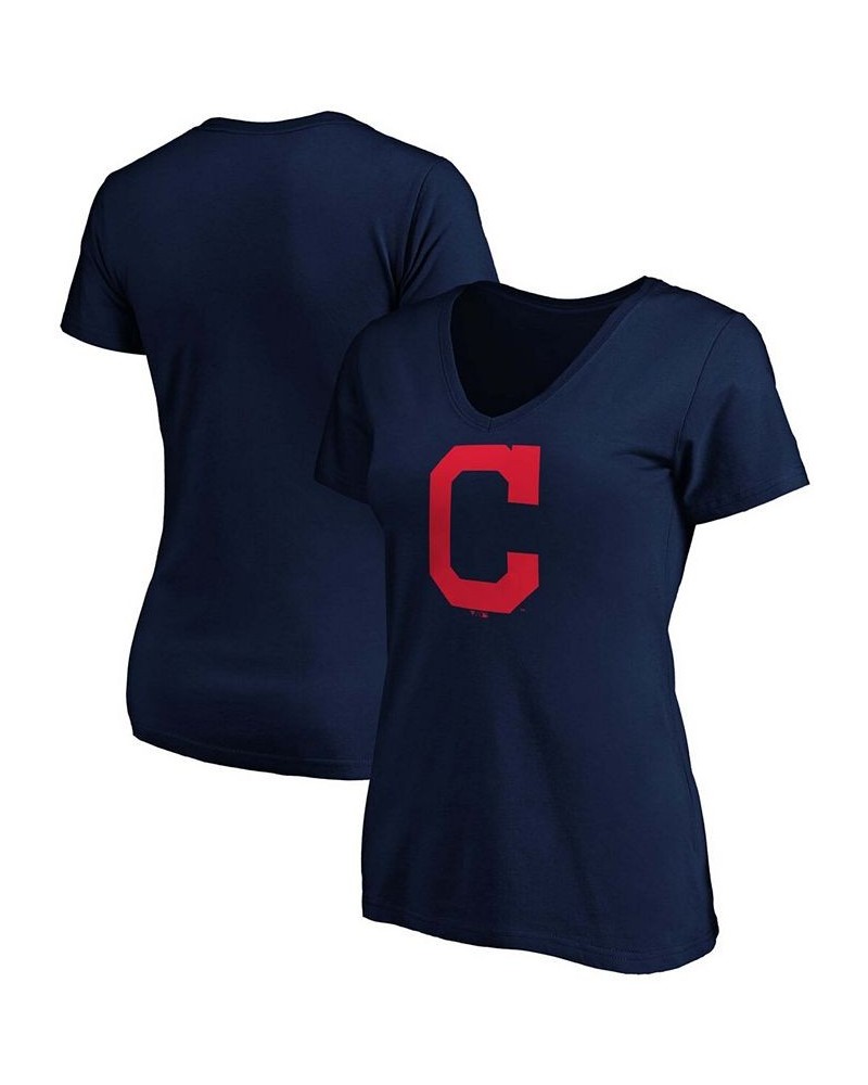 Women's Navy Cleveland Indians Core Official Logo V-Neck T-shirt Navy $20.13 Tops