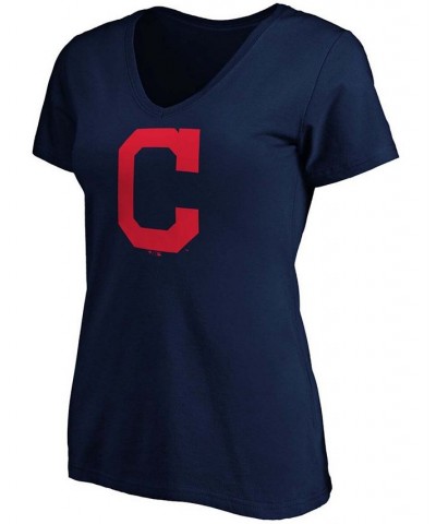 Women's Navy Cleveland Indians Core Official Logo V-Neck T-shirt Navy $20.13 Tops