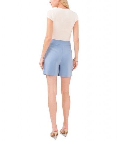 Women's Solid-Color Slit-Front Mini Skort Blue Shadow $30.54 Skirts