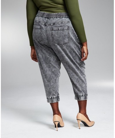 GooGoo Atkins Trendy Plus Size Cross Front Acid Wash Harem Pants Black Chambray Wash $17.89 Pants