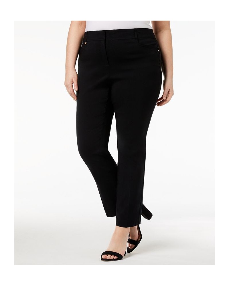 Plus & Petite Plus Size Tummy Control Curvy-Fit Pants Deep Black $14.87 Pants