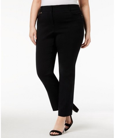 Plus & Petite Plus Size Tummy Control Curvy-Fit Pants Deep Black $14.87 Pants