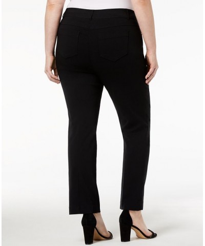 Plus & Petite Plus Size Tummy Control Curvy-Fit Pants Deep Black $14.87 Pants