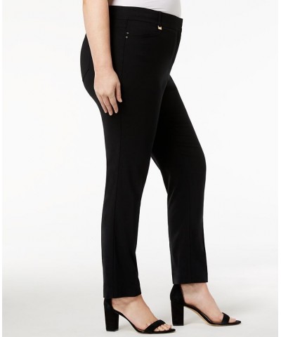 Plus & Petite Plus Size Tummy Control Curvy-Fit Pants Deep Black $14.87 Pants