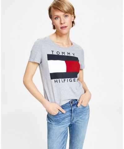 Women's Cotton Logo T-Shirt Stone Grey Heather $13.18 Tops