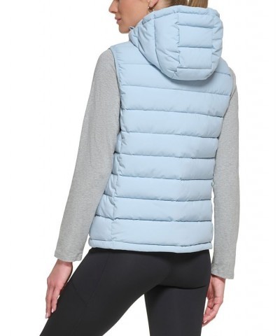 Women's Hooded Quilted Zip-Front Vest Blue Mist $30.10 Coats