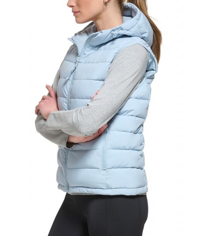 Women's Hooded Quilted Zip-Front Vest Blue Mist $30.10 Coats