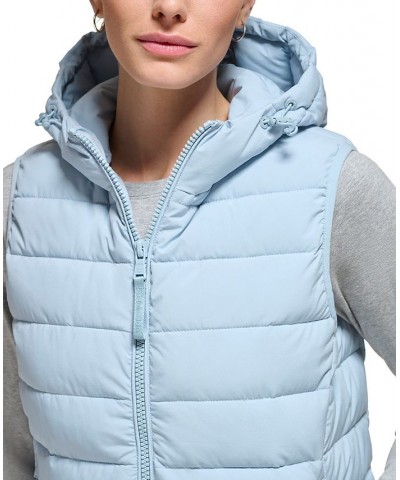 Women's Hooded Quilted Zip-Front Vest Blue Mist $30.10 Coats