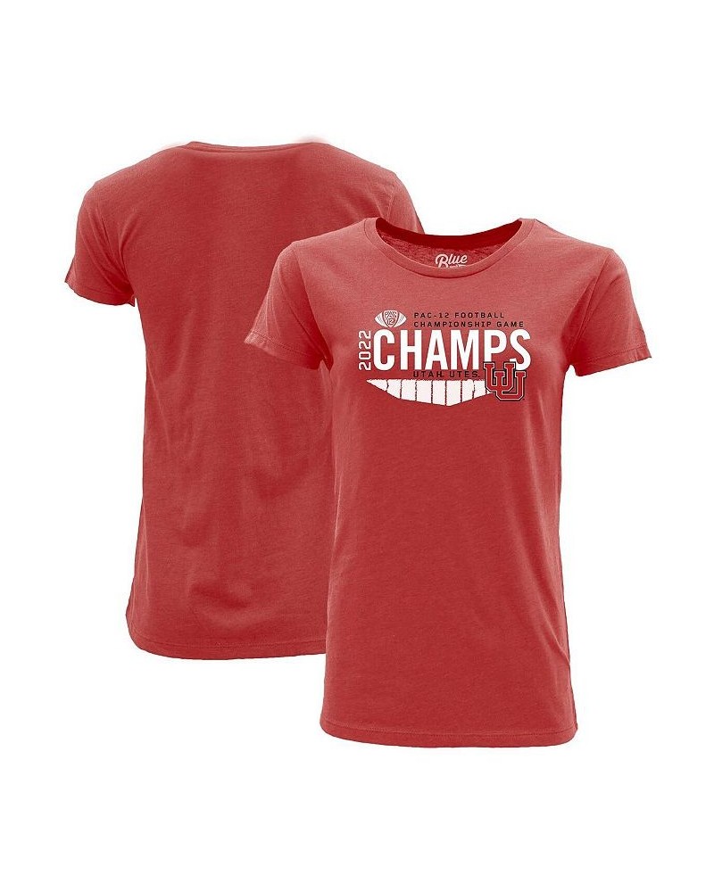 Women's Red Utah Utes 2022 PAC-12 Football Conference Champions Locker Room T-shirt Red $26.54 Tops