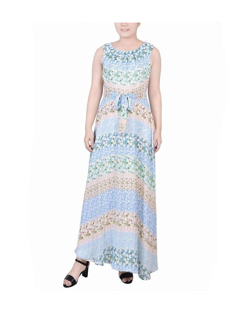 Petite Sleeveless Belted Chiffon Maxi Dress Multi $13.02 Dresses