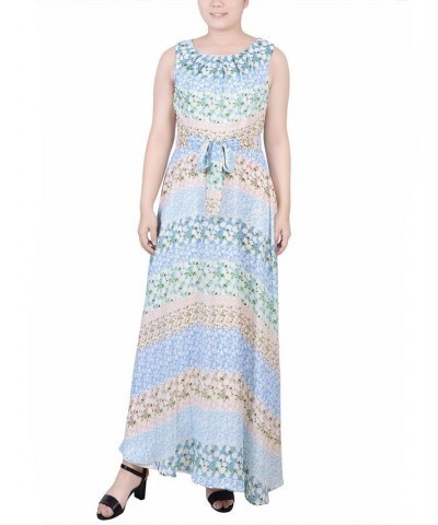 Petite Sleeveless Belted Chiffon Maxi Dress Multi $13.02 Dresses